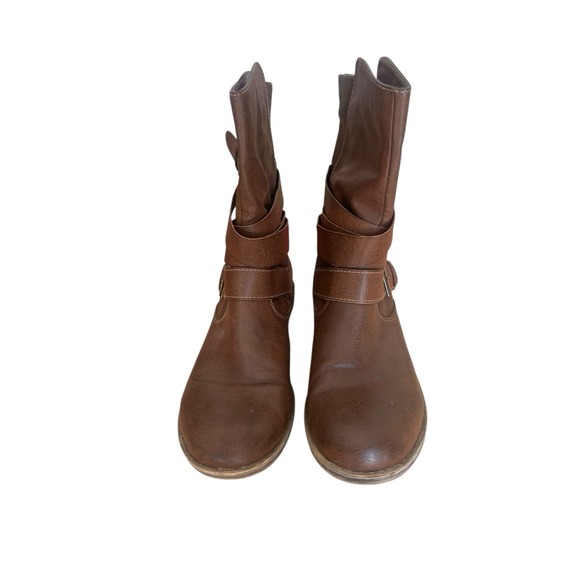 American Rag Acale Midcalf Brown Boots Women's 9M Straps & Buckles Pull On - Picture 4 of 15